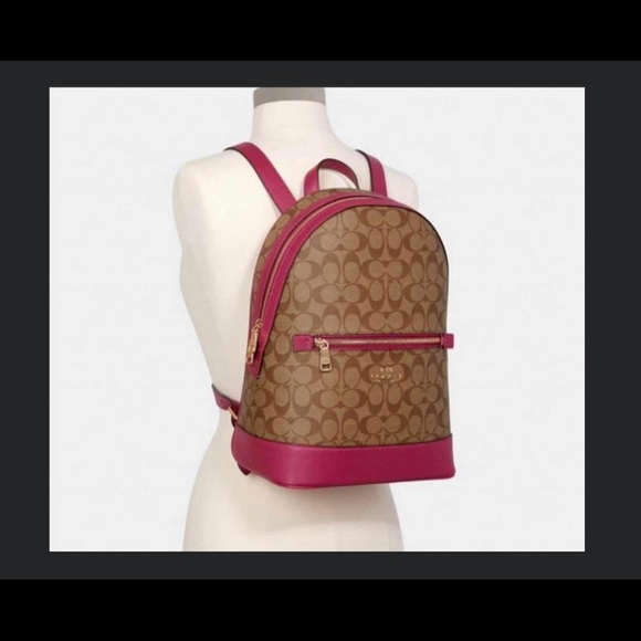 coach kenley backpack in signature canvas with stripe